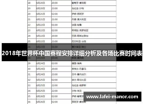 2018年世界杯中国赛程安排详细分析及各场比赛时间表